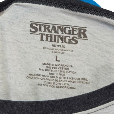 Stranger Things Raglan Baseball Shirt Mens Large Gray Black Excellent - Image 3