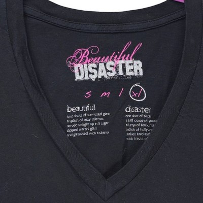 Beautiful Disaster Graphic Tee Women XL Black Excellent - Image 3