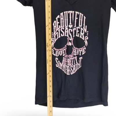 Beautiful Disaster Graphic Tee Women XL Black Excellent - Image 4