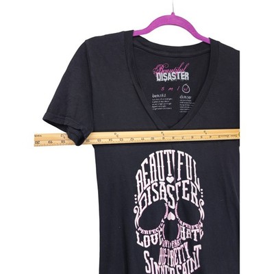 Beautiful Disaster Graphic Tee Women XL Black Excellent - Image 5
