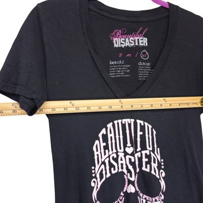 Beautiful Disaster Graphic Tee Women XL Black Excellent - Image 6