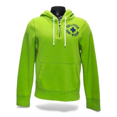 Hollister Surf Rescue Quarter Zip Hoodie Womens M Neon Green Excellent