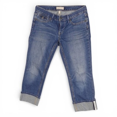 Banana Republic Stretch Capri Jeans Womens 2/26 Petite Blue Cuffed Excellent