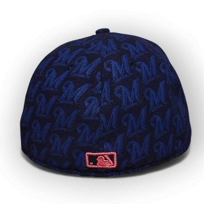 Vintage New Era Milwaukee Brewers MLB 59FIFTY Fitted Hat Size 7 Pink Brim Excell - Image 2