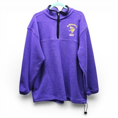 Vintage NFL Minnesota Vikings Fleece Pullover Quarter Zip Purple XL Excellent