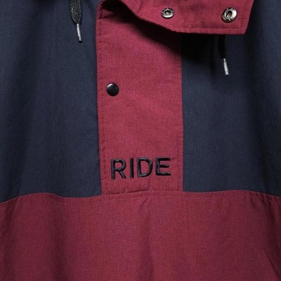Ride Snowboard Anorak Jacket Navy Burgundy Colorblock Hooded Men L Excellent - Image 6