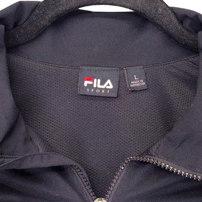 Fila Sport Track Jacket Womens Large Black Ruched Front Zip Up Excellent - Image 4