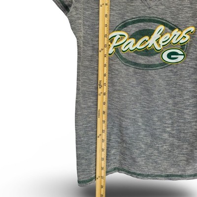 NFL Team Apparel Green Bay Packers V-Neck T-Shirt Womens XL Gray Excellent - Image 4