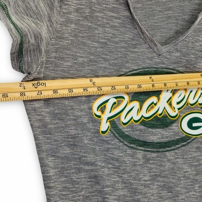 NFL Team Apparel Green Bay Packers V-Neck T-Shirt Womens XL Gray Excellent - Image 5