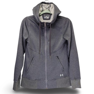 Under Armour ColdGear Hoodie Women Size M Gray Full Zip Excellent