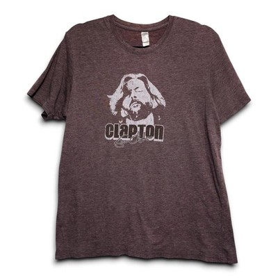 Vintage Eric Clapton T-Shirt Men's XL NA New Apparel Brown Graphic Music Tee Exc
