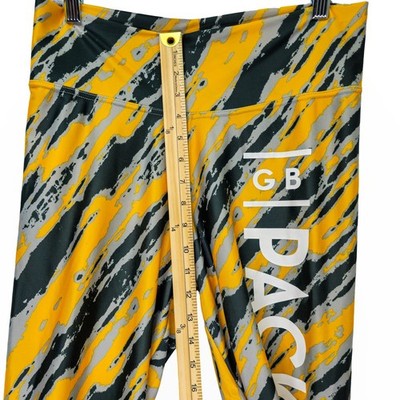 NFL Team Apparel Green Bay Packers Women XL Yellow Green Leggings Excellent - Image 5