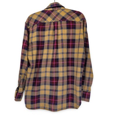 Tommy Hilfiger Plaid Button Down Shirt Mens Size Medium Mustard Yellow Excellent - Image 2