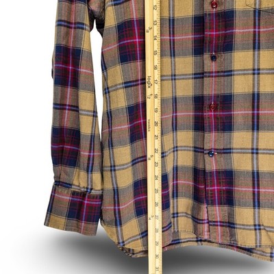 Tommy Hilfiger Plaid Button Down Shirt Mens Size Medium Mustard Yellow Excellent - Image 4