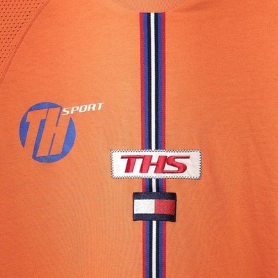 Vintage Tommy Sport Orange Blue 85 Graphic T-Shirt Men's M Mesh EXCELLENT - Image 3