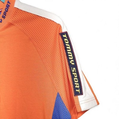 Vintage Tommy Sport Orange Blue 85 Graphic T-Shirt Men's M Mesh EXCELLENT - Image 4