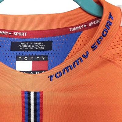 Vintage Tommy Sport Orange Blue 85 Graphic T-Shirt Men's M Mesh EXCELLENT - Image 5
