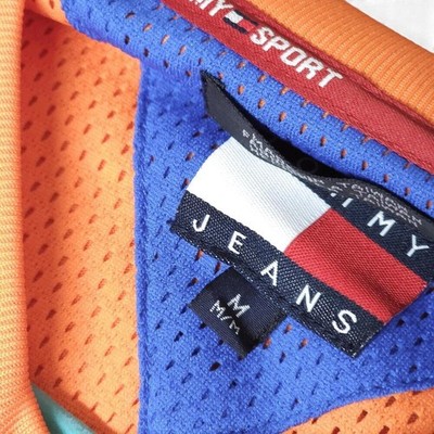 Vintage Tommy Sport Orange Blue 85 Graphic T-Shirt Men's M Mesh EXCELLENT - Image 6
