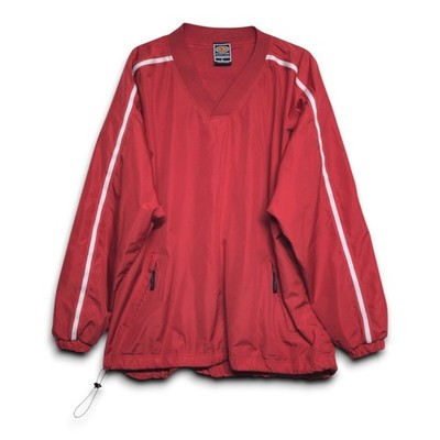 Easton Red Windbreaker Pullover Jacket White Stripes Men's L Excellent