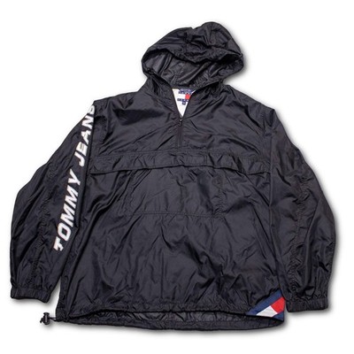 Tommy Hilfiger Anorak Windbreaker Jacket Mens XXL Black Excellent