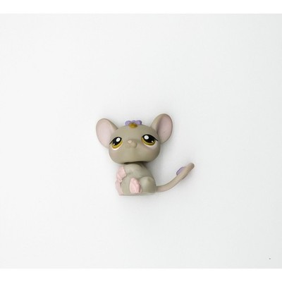 Littlest Pet Shop LPS #116 Grey Baby Mouse Yellow Eyes Purple Bow Authentic