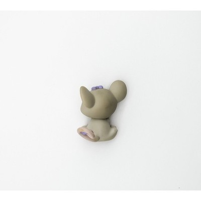 Littlest Pet Shop LPS #116 Grey Baby Mouse Yellow Eyes Purple Bow Authentic - Image 2