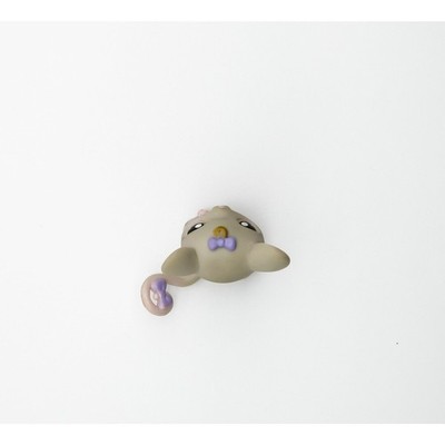 Littlest Pet Shop LPS #116 Grey Baby Mouse Yellow Eyes Purple Bow Authentic - Image 3
