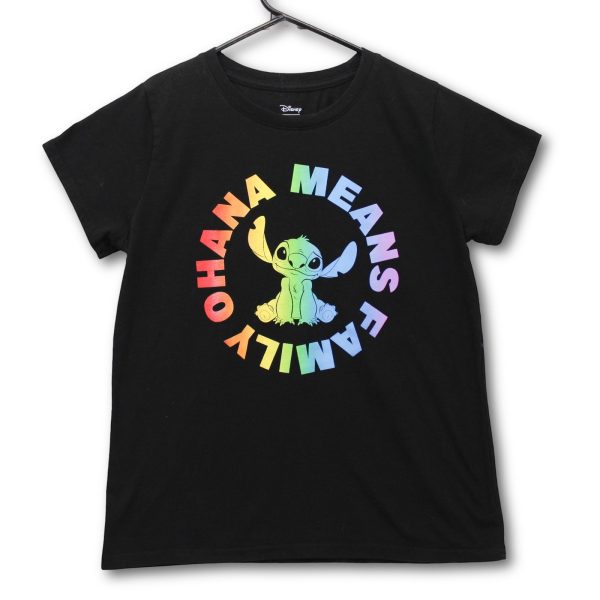 Disney Stitch Ohana Means Family T-Shirt Kids Large Black Excellent
