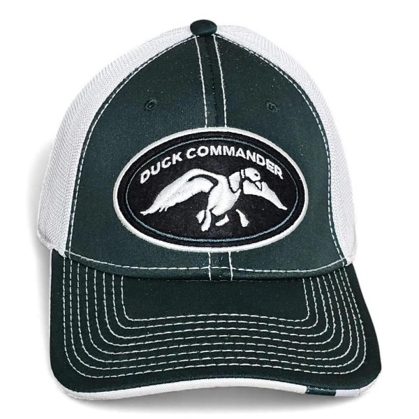 Duck Commander Embroidered Mesh Back Baseball Cap Green White Men