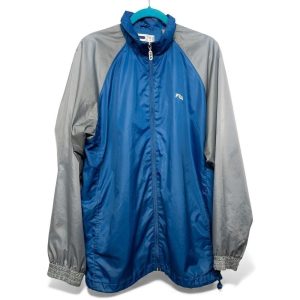 Fila Men's Track Jacket Blue Gray Zip Up Windbreaker Athletic Size L