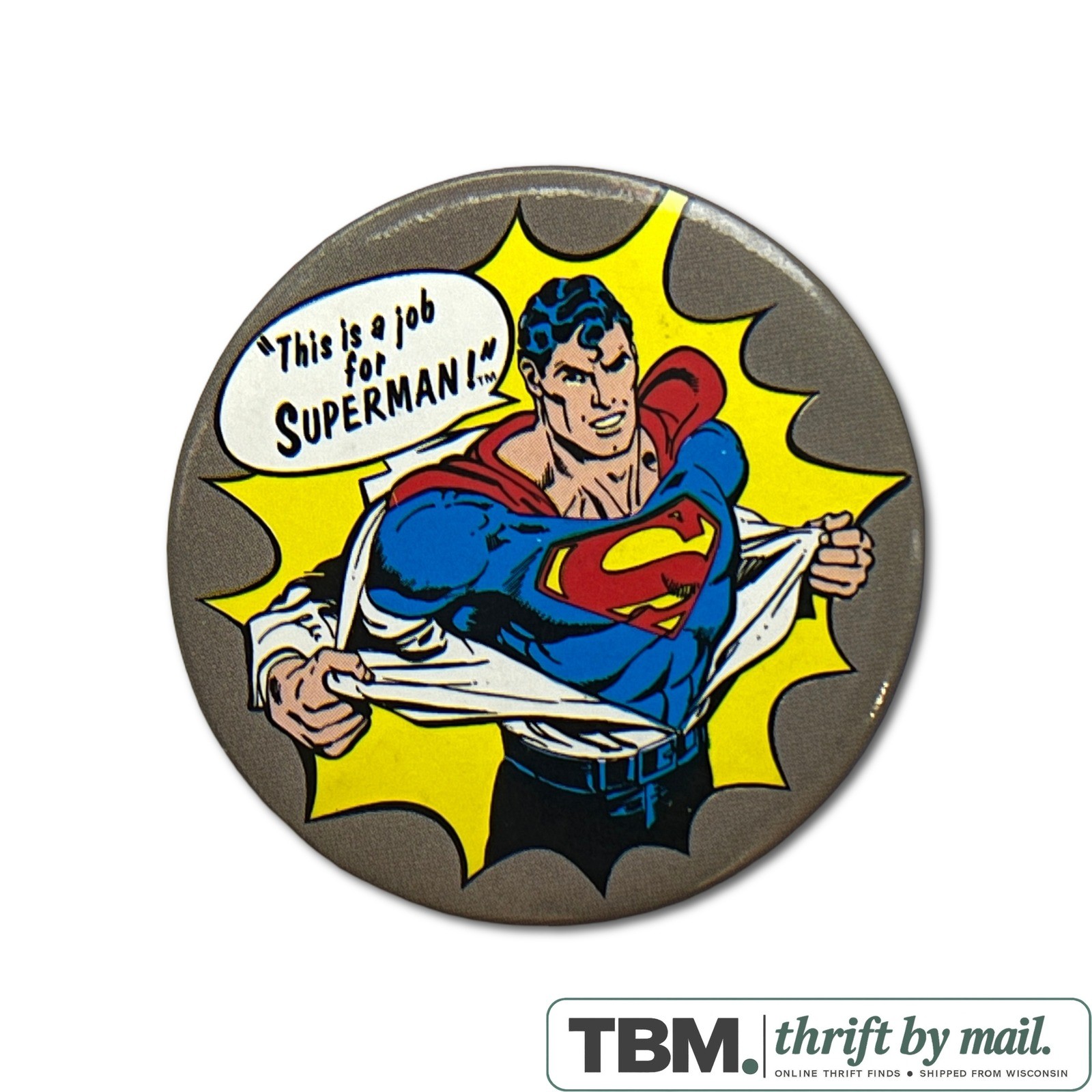 1982 DC Comics Superman Pinback Button OS Multi-color Excellent