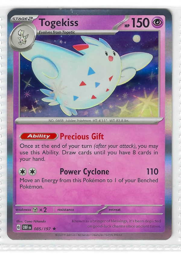 Togekiss 085/197 Rare Pokemon Card Obsidian Flames