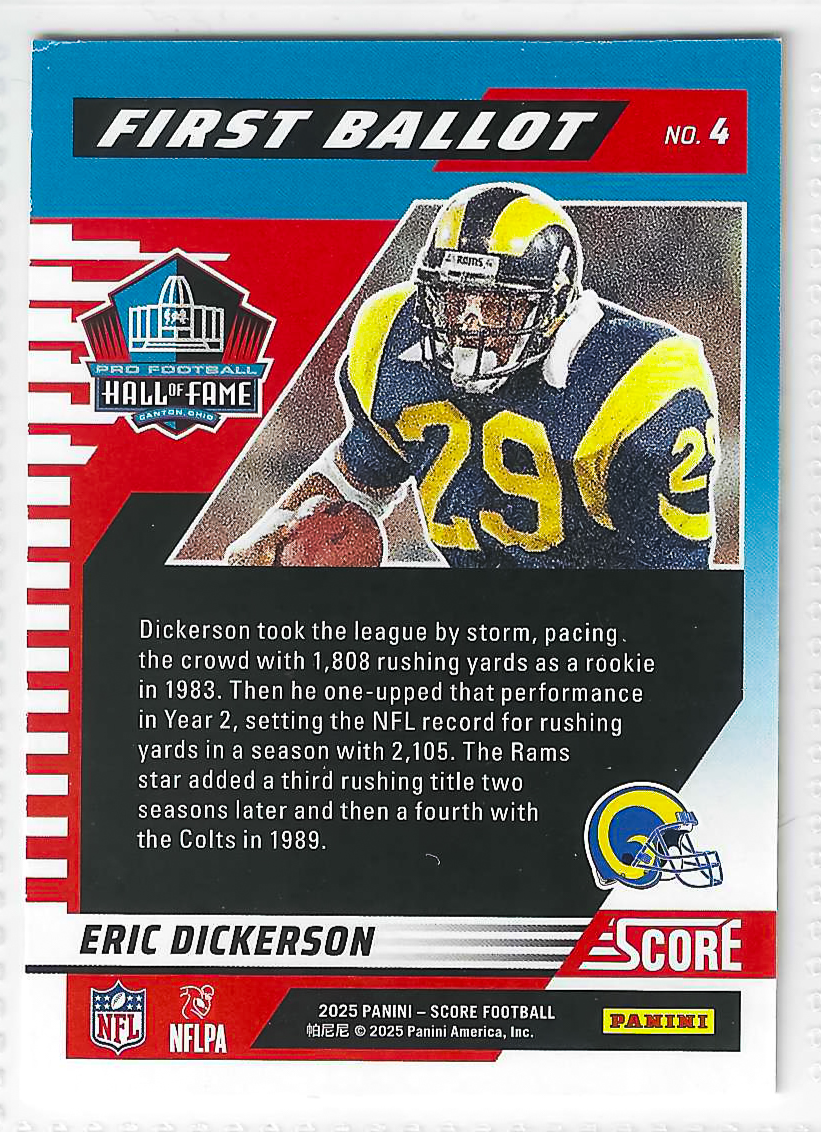 2025 Score - First Ballot - Eric Dickerson #4 - Image 2