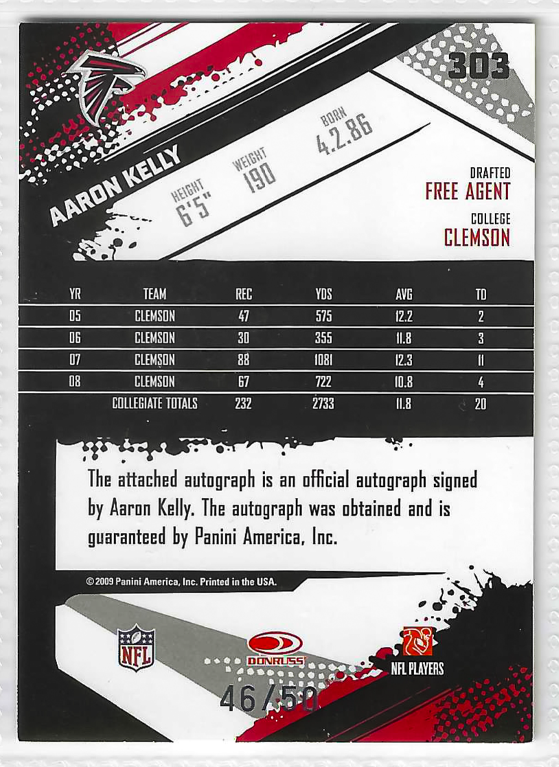 2009 Score Inscriptions - Rookie Aaron Kelly #303 Autographs /50 (AU, RC) - Image 2