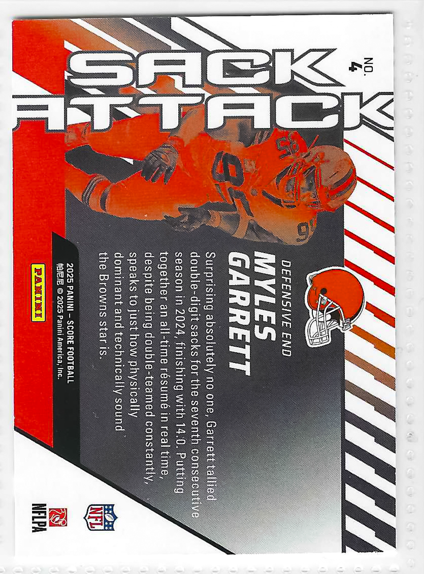 2025 Score - Sack Attack - Myles Garrett #4 - Image 2