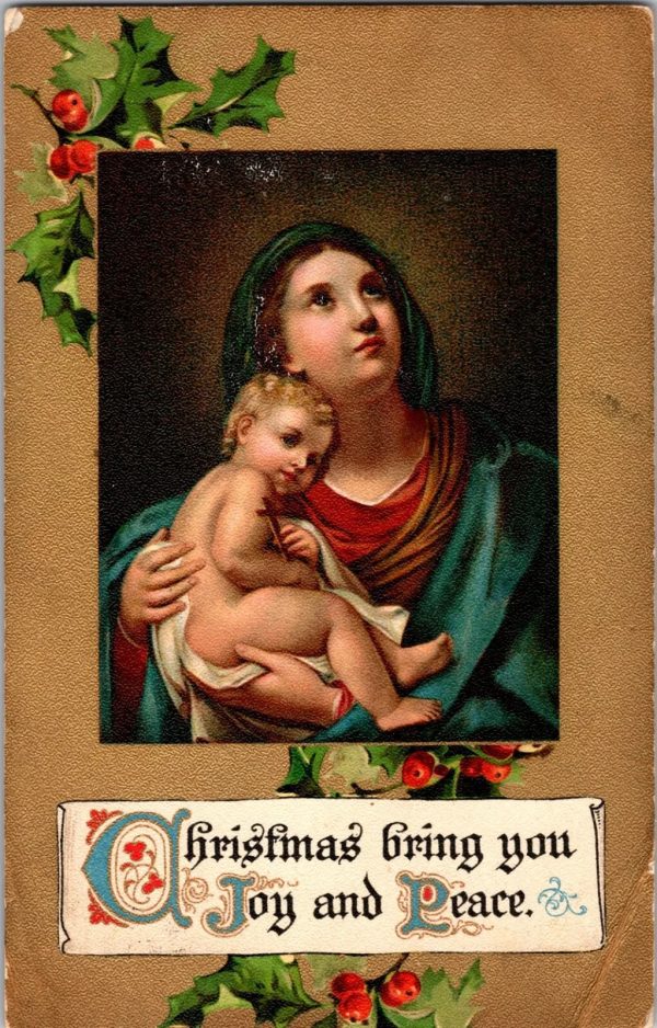 1911 Antique Christmas Postcard - Hand Written Message - One Cent Stamp USA