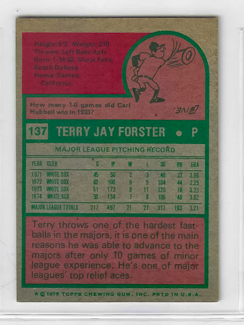 1975 Topps MINI Baseball - SET BREAK - Terry Forster #137 - Image 2