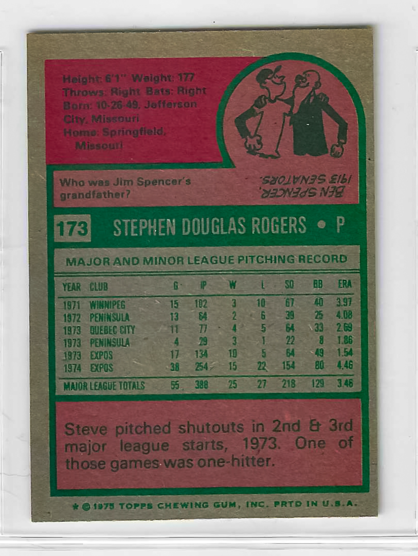 1975 Topps MINI Baseball - SET BREAK - Steve Rogers #173 - Image 2