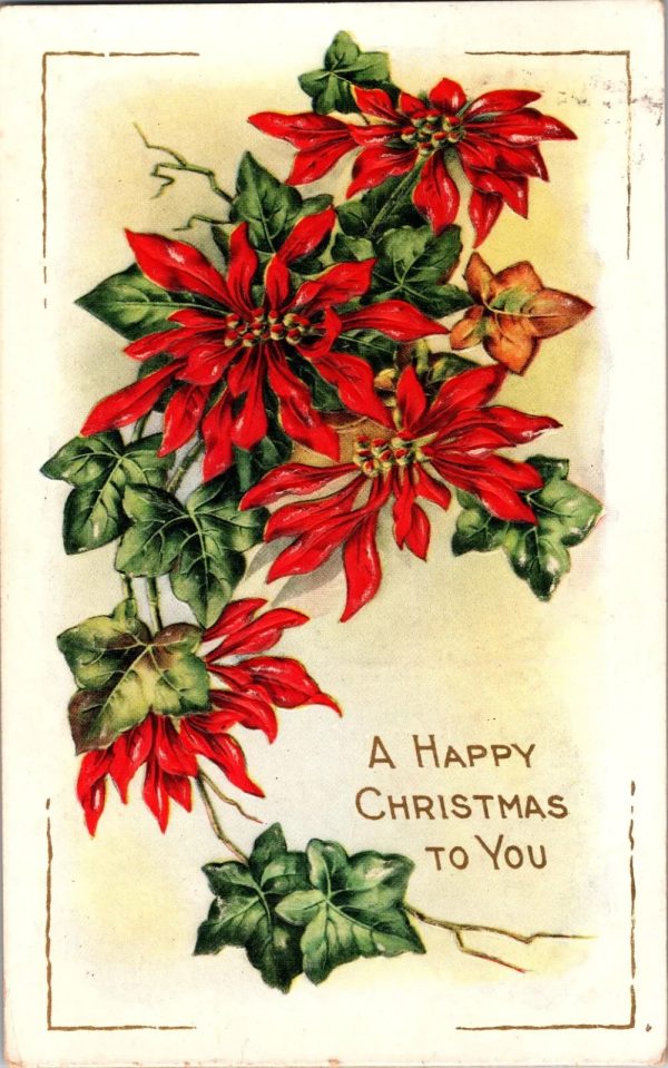 1916 Antique Christmas Postcard - Hand Written Message - 1 Cent Stamp USA