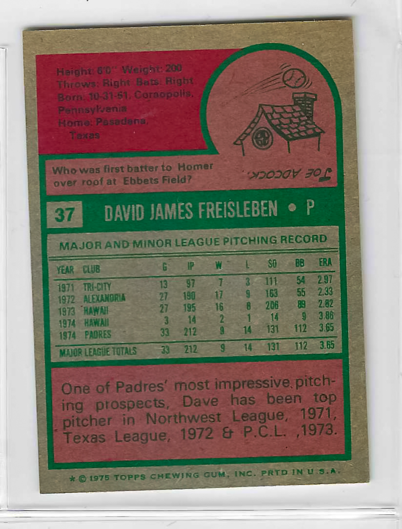 1975 Topps MINI Baseball - SET BREAK - Dave Freisleben #37 - Image 2
