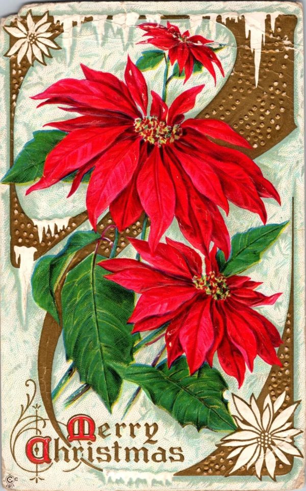 1917 Antique Christmas Postcard - Hand Written Message - One 1 Cent Stamp USA