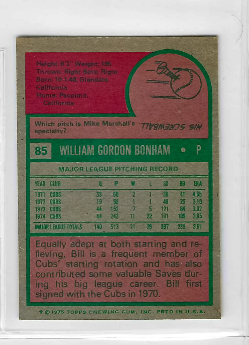 1975 Topps MINI Baseball - SET BREAK - Bill Bonham #85 - Image 2