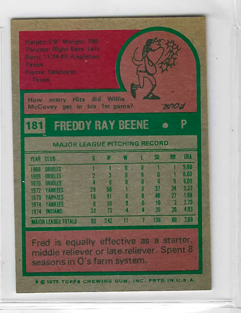 1975 Topps MINI Baseball - SET BREAK - Fred Beene #181 - Image 2