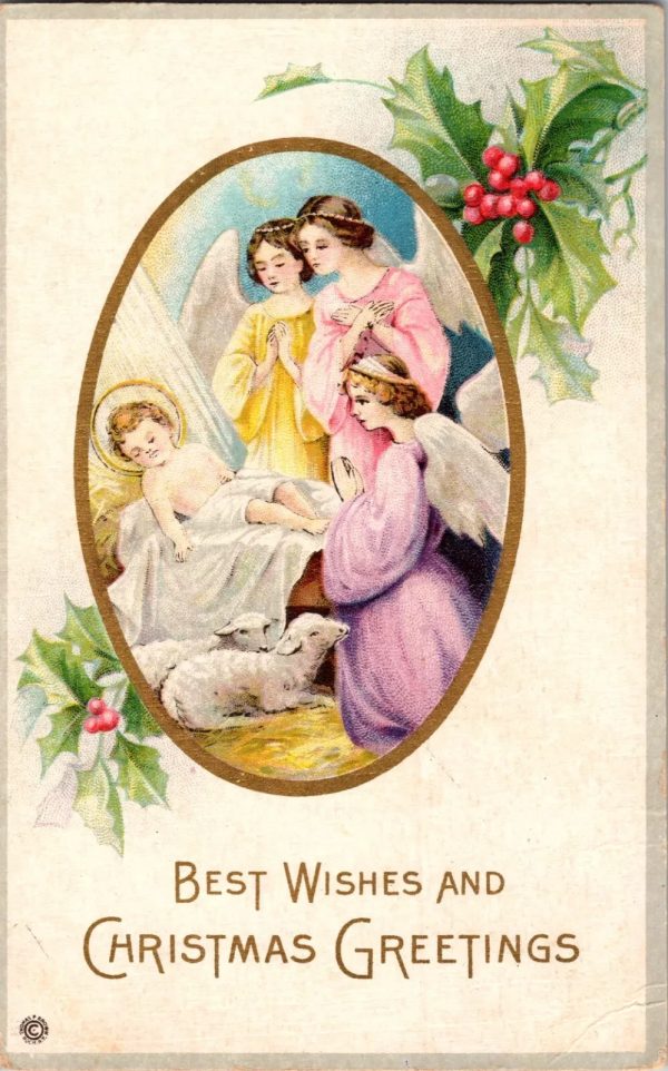 1919 Antique Christmas Postcard - Hand Written Message - One 1 Cent Stamp USA
