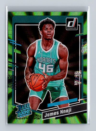 2023-24 Panini Donruss - Rated Rookie James Nnaji #215 Holo Green Laser (RC)
