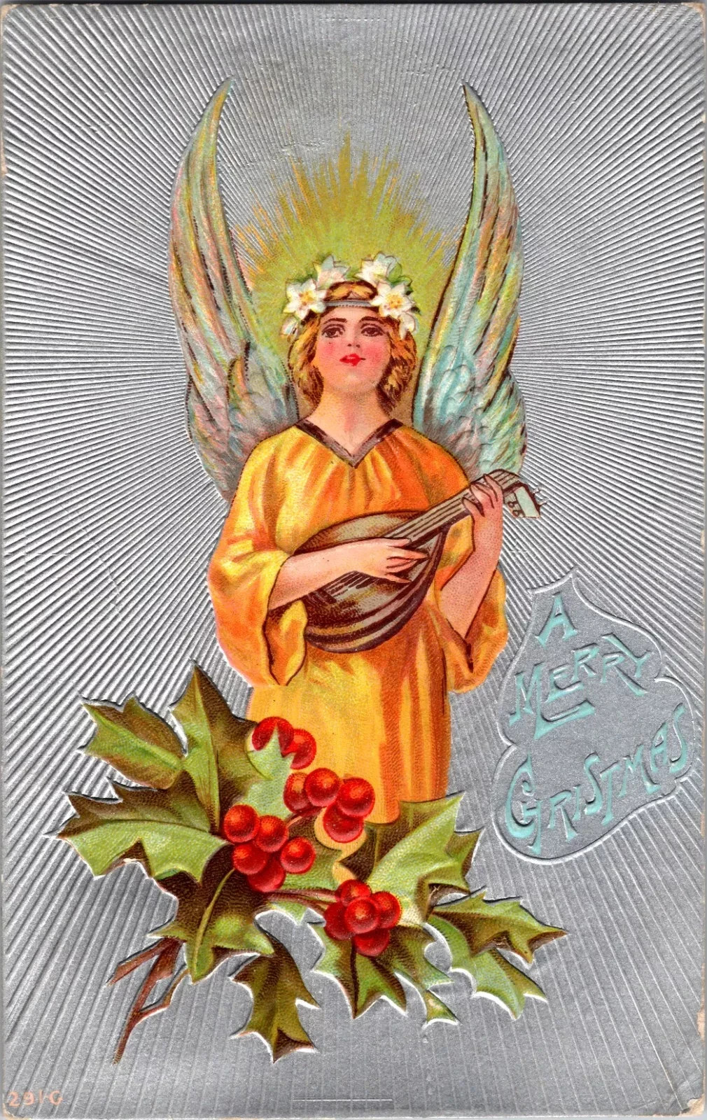 1910 Antique Christmas Postcard - Hand Written Message - One Cent Stamp USA
