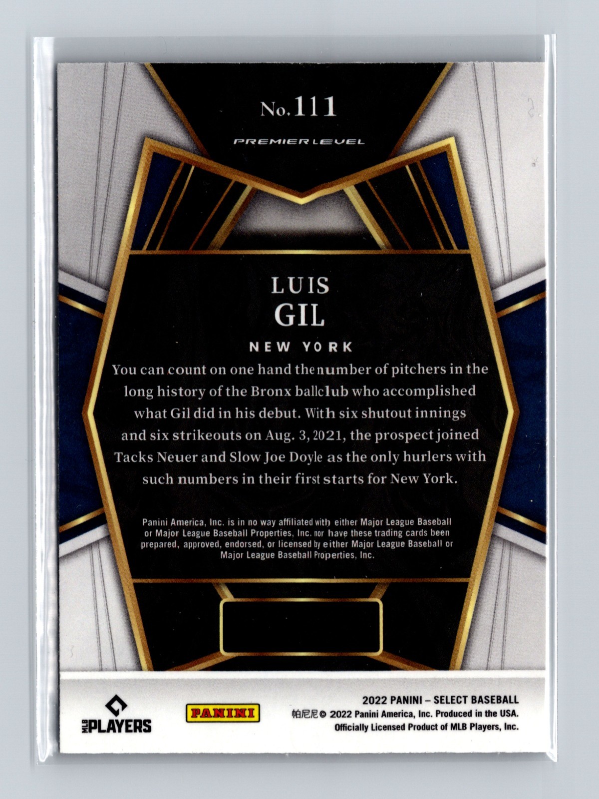 2022 Panini Select - Luis Gil #111 - Image 2