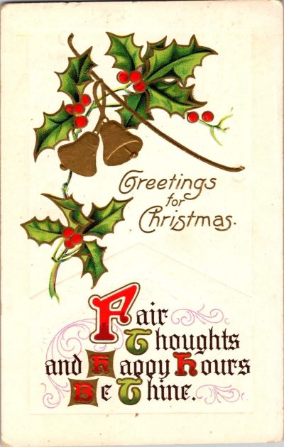 1900's Antique Christmas Postcard - Hand Written Message - 1 Cent Stamp USA