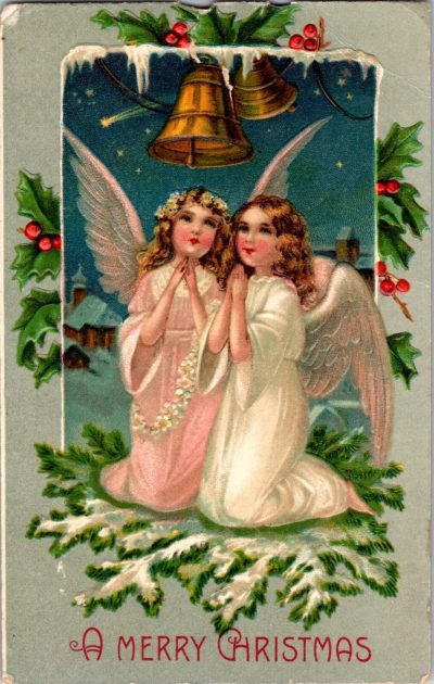 1908 Antique Christmas Postcard - Hand Written Message - One 1 Cent Stamp USA