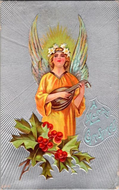1910 Antique Christmas Postcard - Hand Written Message - One Cent Stamp USA